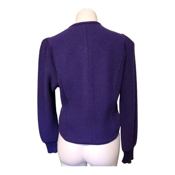 Geiger Wool Cropped Women's Blazer Jacket EU 34 USA Small Vintage Purple Button - Picture 2 of 10